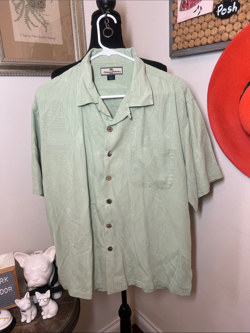Tommy Bahama Mint Green Short-Sleeve Button-Down Shirt Sz. L